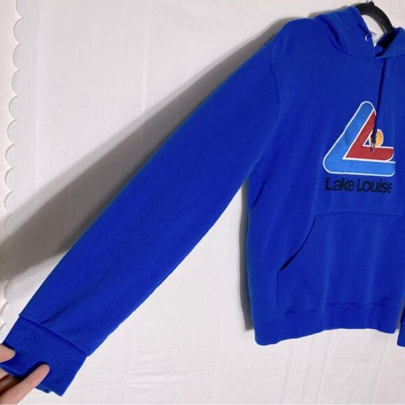 Vintage Jerzees Blue Lake Louise Pullover Hoodie S - Picture 12 of 16